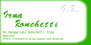 irma ronchetti business card